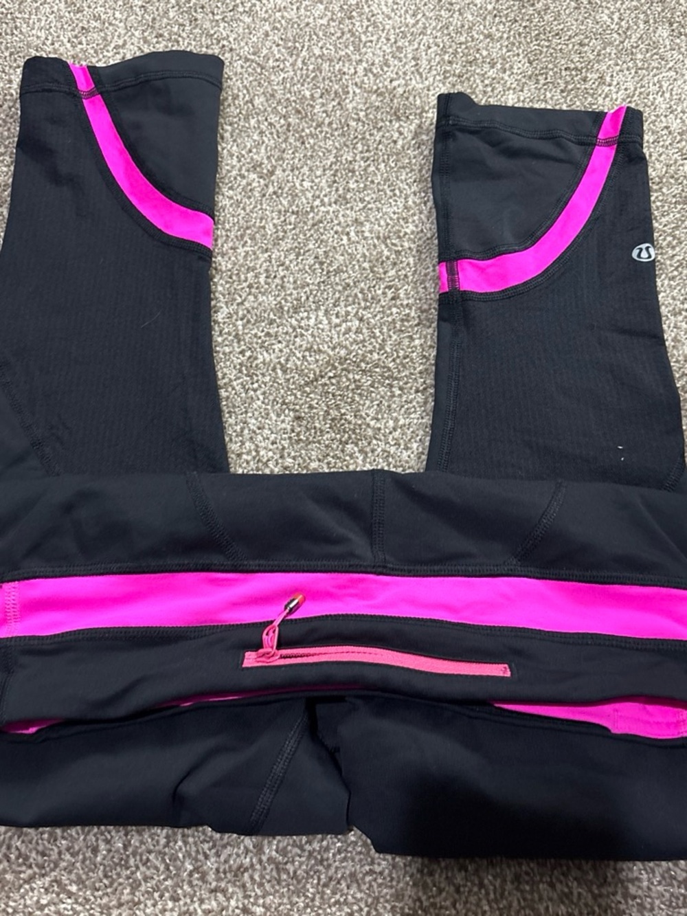 lululemon athletica Black Leggings with Hot Pink Accents